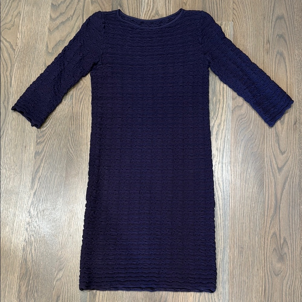 Tees by Tina Purple Ribbed Sheath Dress 3/4 Sleeve
